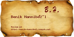 Benik Hannibál névjegykártya